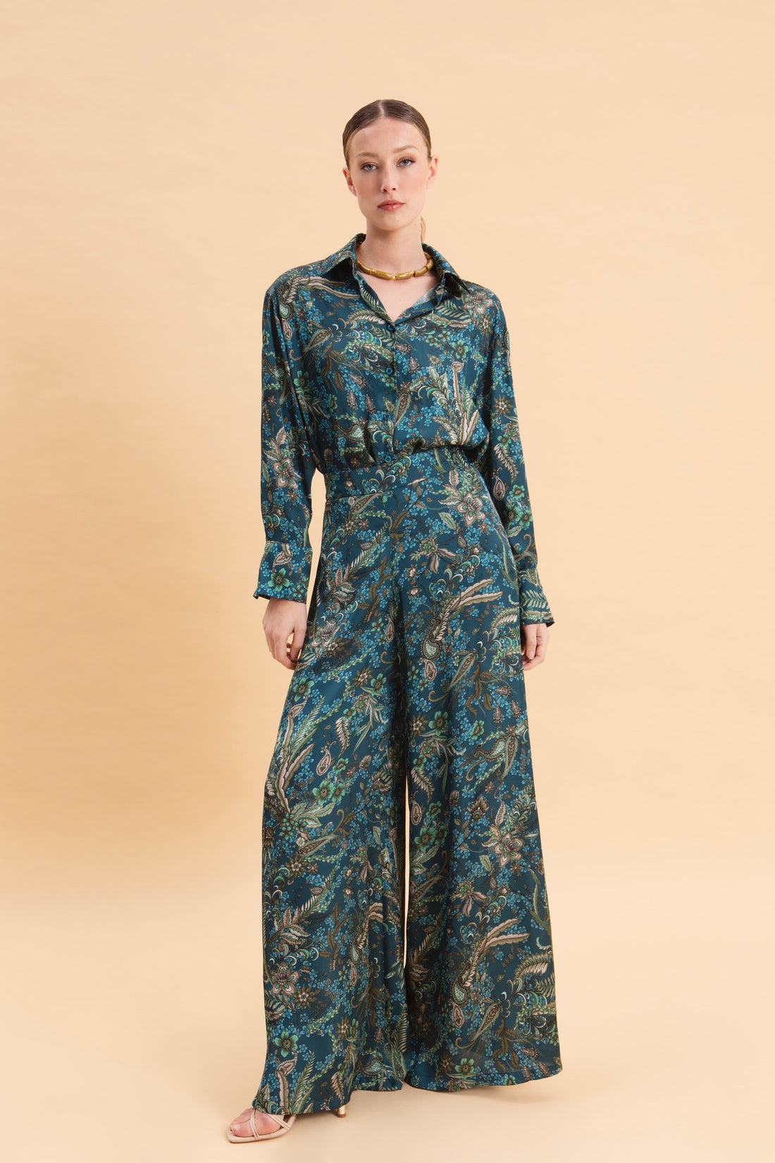 MYSTIC FOREST HIGH WAISTED SATIN PANTS