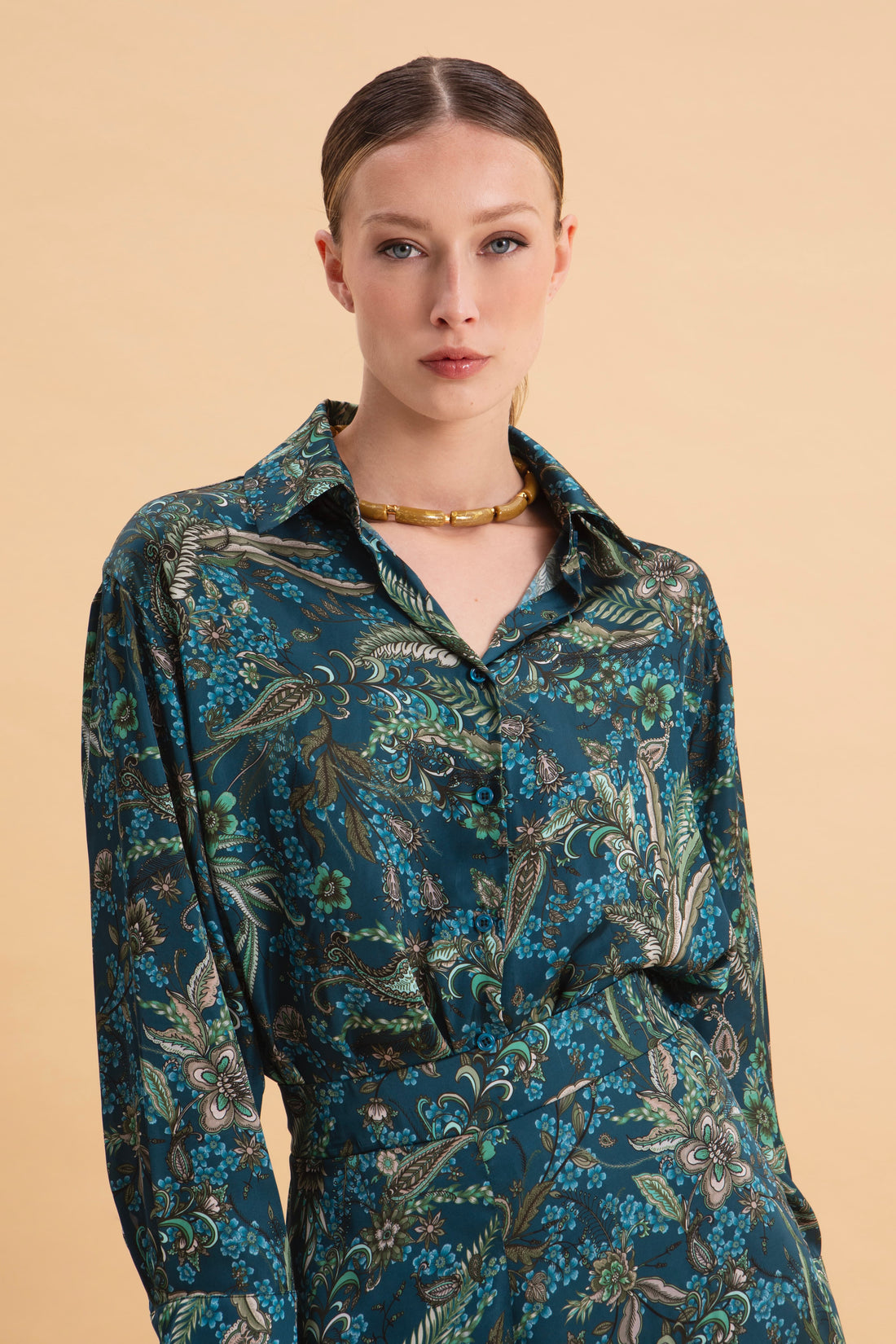 MYSTIC FOREST HIGH WAISTED SATIN PANTS