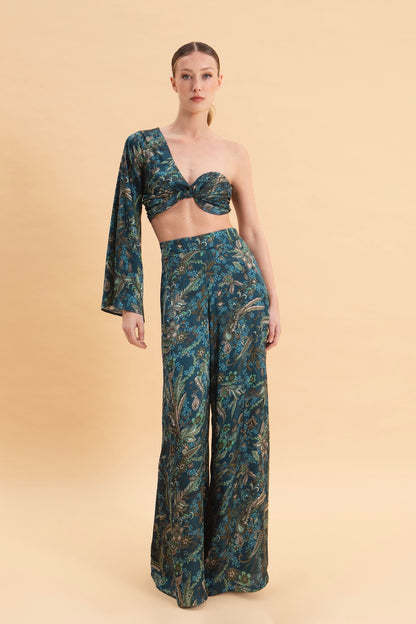 MYSTIC FOREST HIGH WAISTED SATIN PANTS