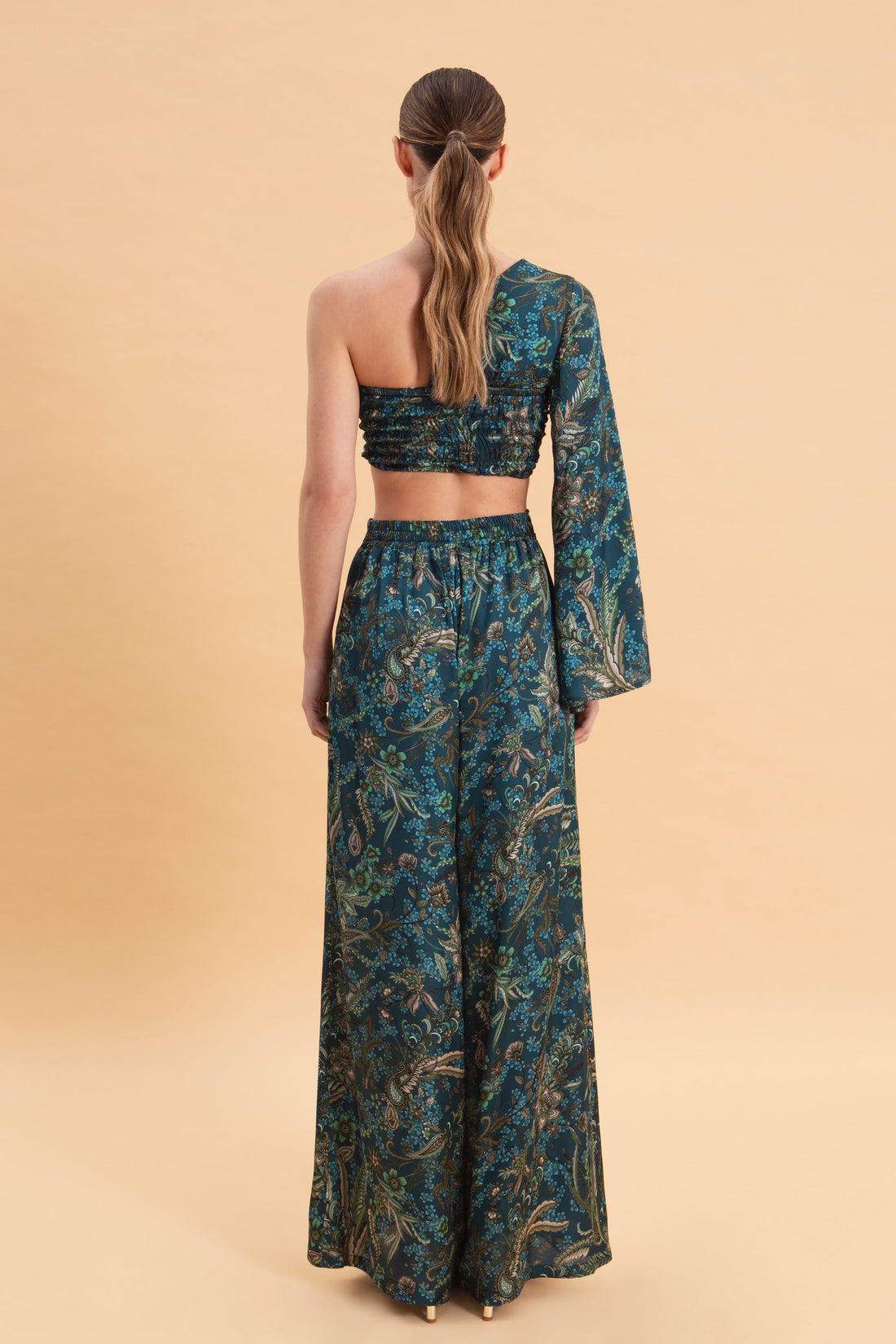 MYSTIC FOREST ONE SHOULDER SATIN TOP