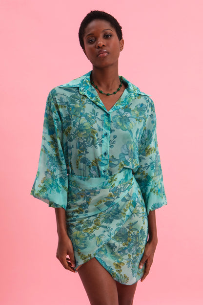 BOTANICAL BREEZE MINI WRAP SKIRT