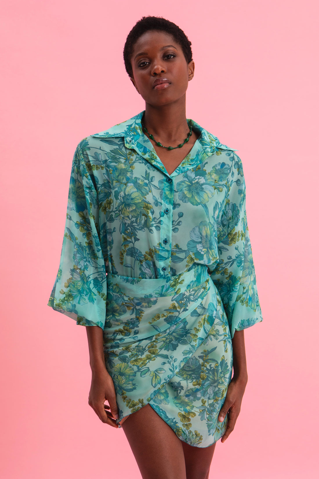 BOTANICAL BREEZE MINI WRAP SKIRT