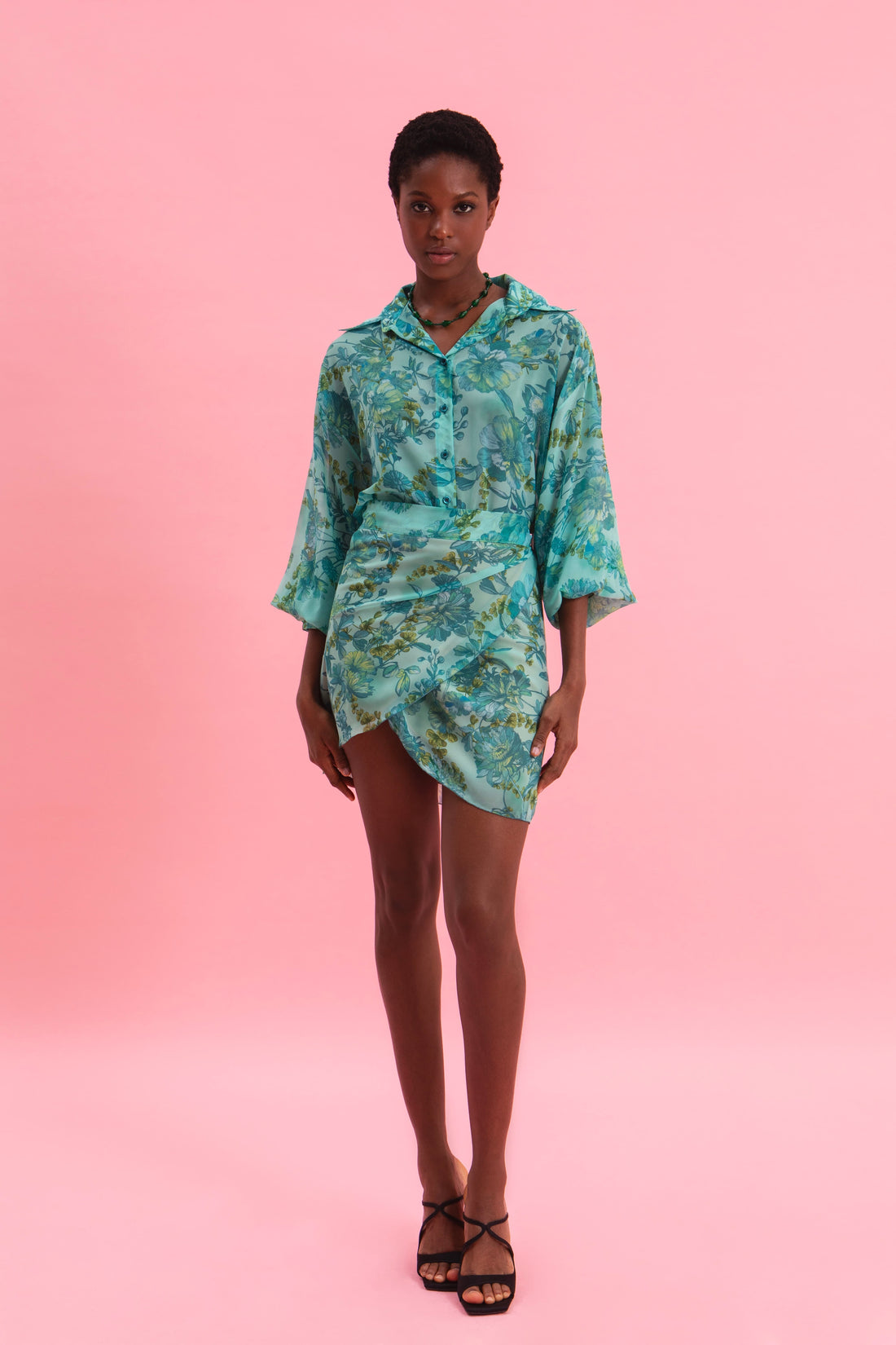 BOTANICAL BREEZE MINI WRAP SKIRT