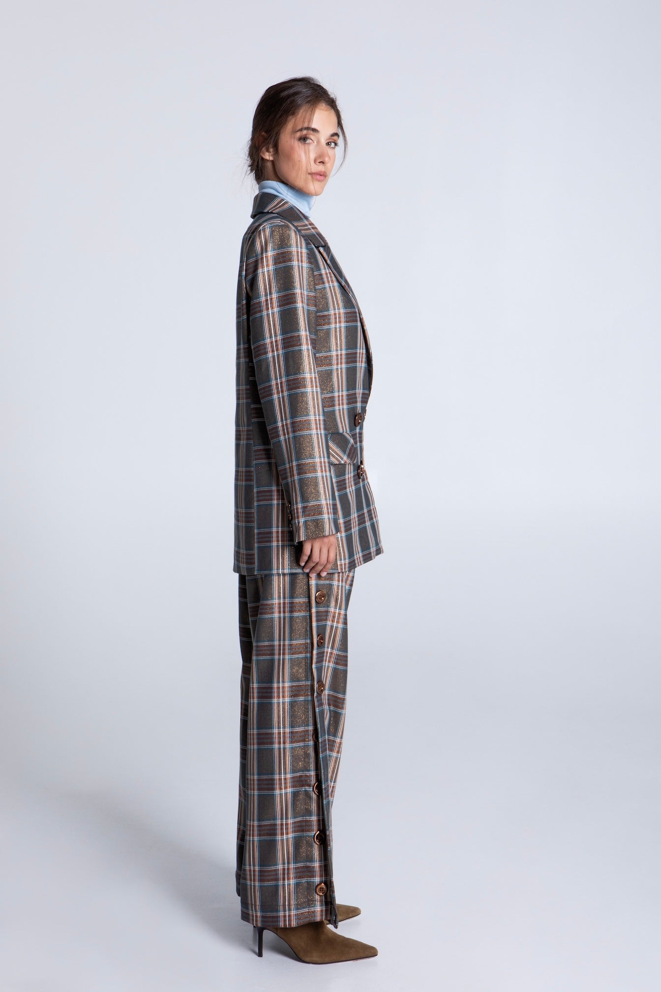 HERITAGE LUREX PLAID PANTS
