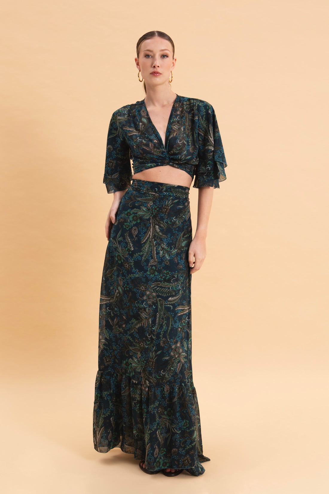 MYSTIC FOREST MAXI WRAP SKIRT