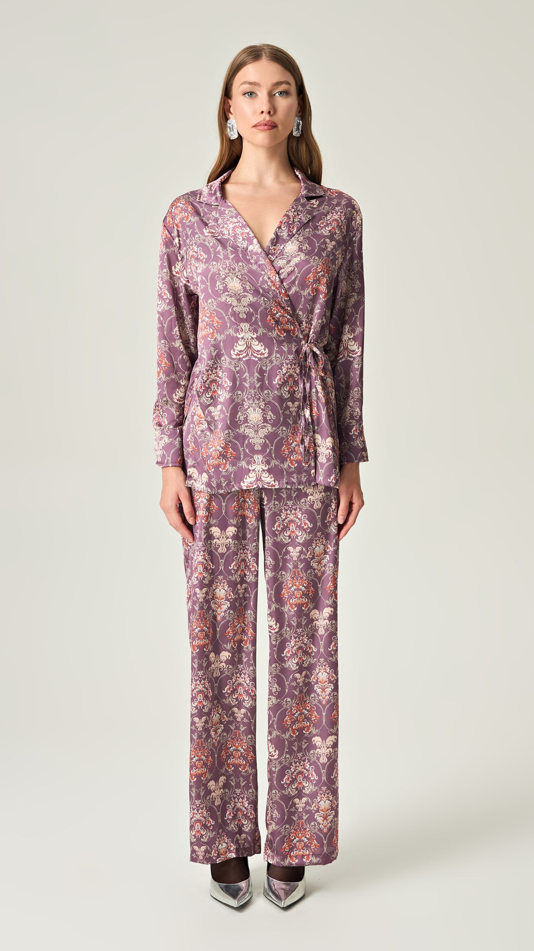 AMETHYST GRACE SATIN HIGH WAISTED PANTS