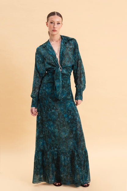 TEAL ELEGANCE OVERSIZED SHIRT