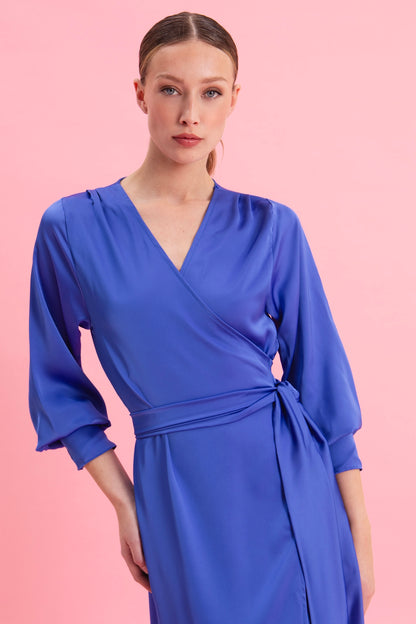 OCEAN CASCADE MAXI SATIN DRESS
