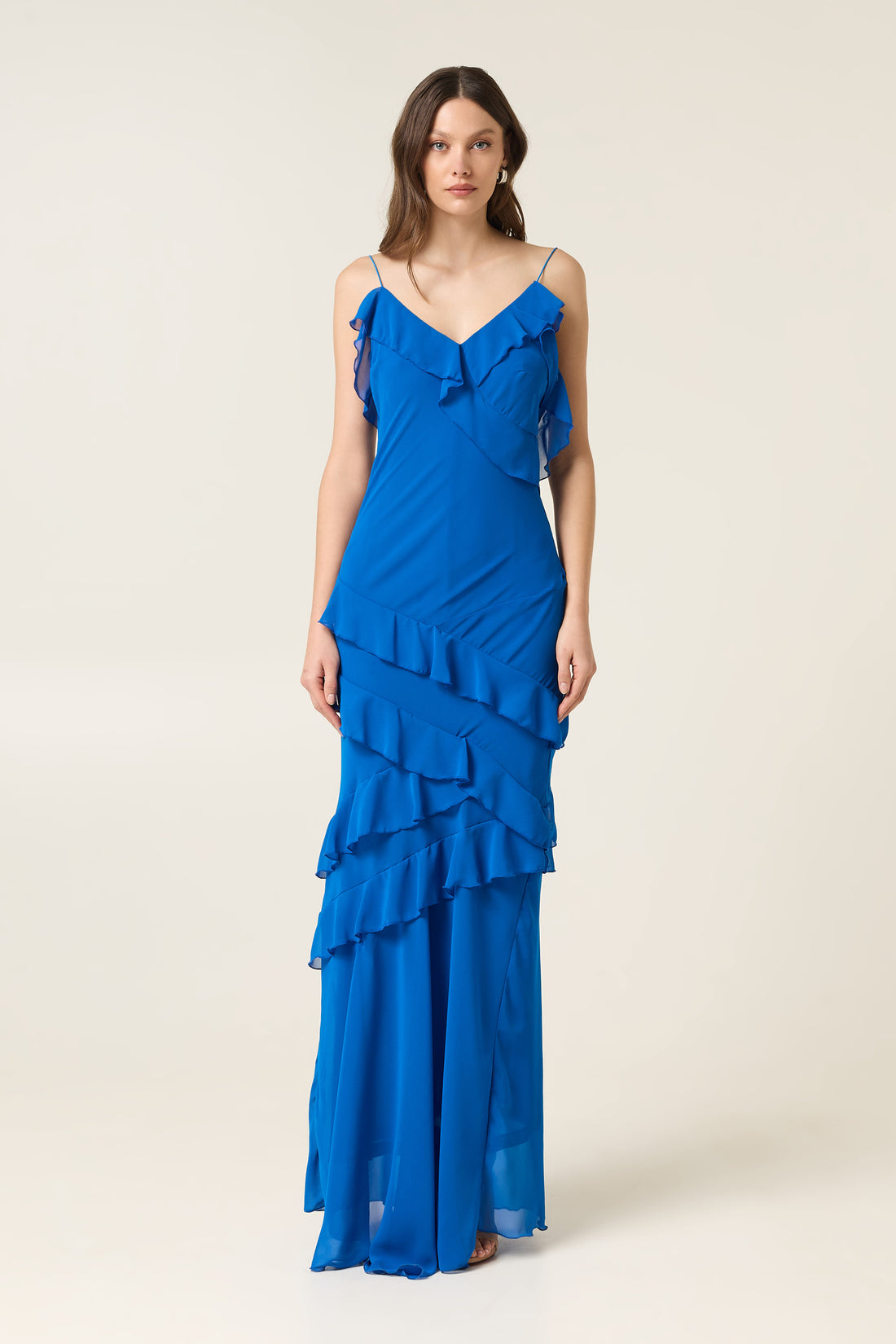 SAPPHIRE MAXI DRESS WITH RUFFLES