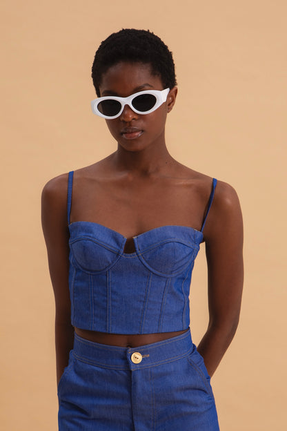 COBALT CHIC DENIM BUSTIER