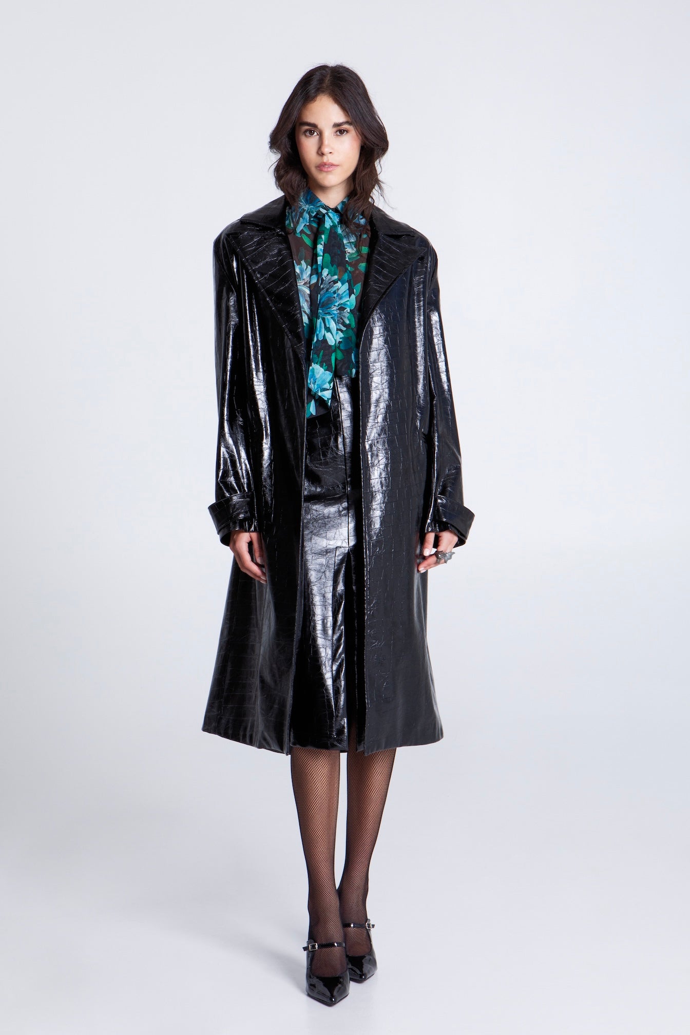 OLIVE CROCO TRENCH COAT