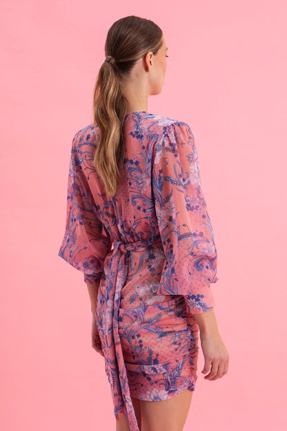 BLUSH FANTASY MINI DRESS WITH GOLD DETAILS