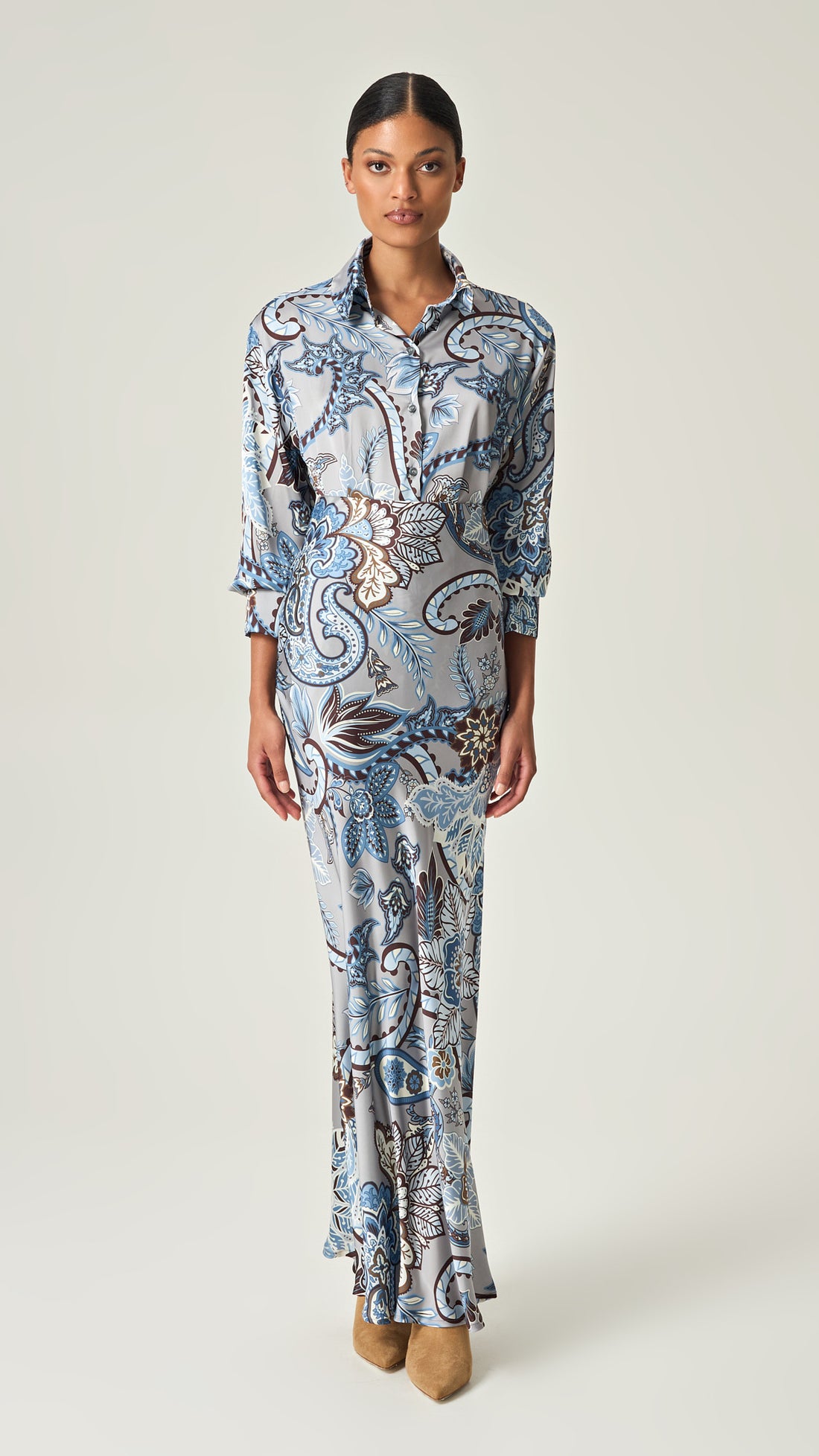 AZURE GARDEN PAISLEY SATIN SHIRT