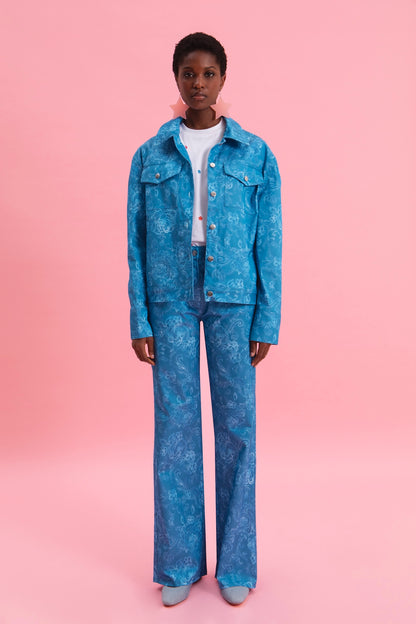 AQUATIC ELEGANCE 100% COTTON JEAN PANTS