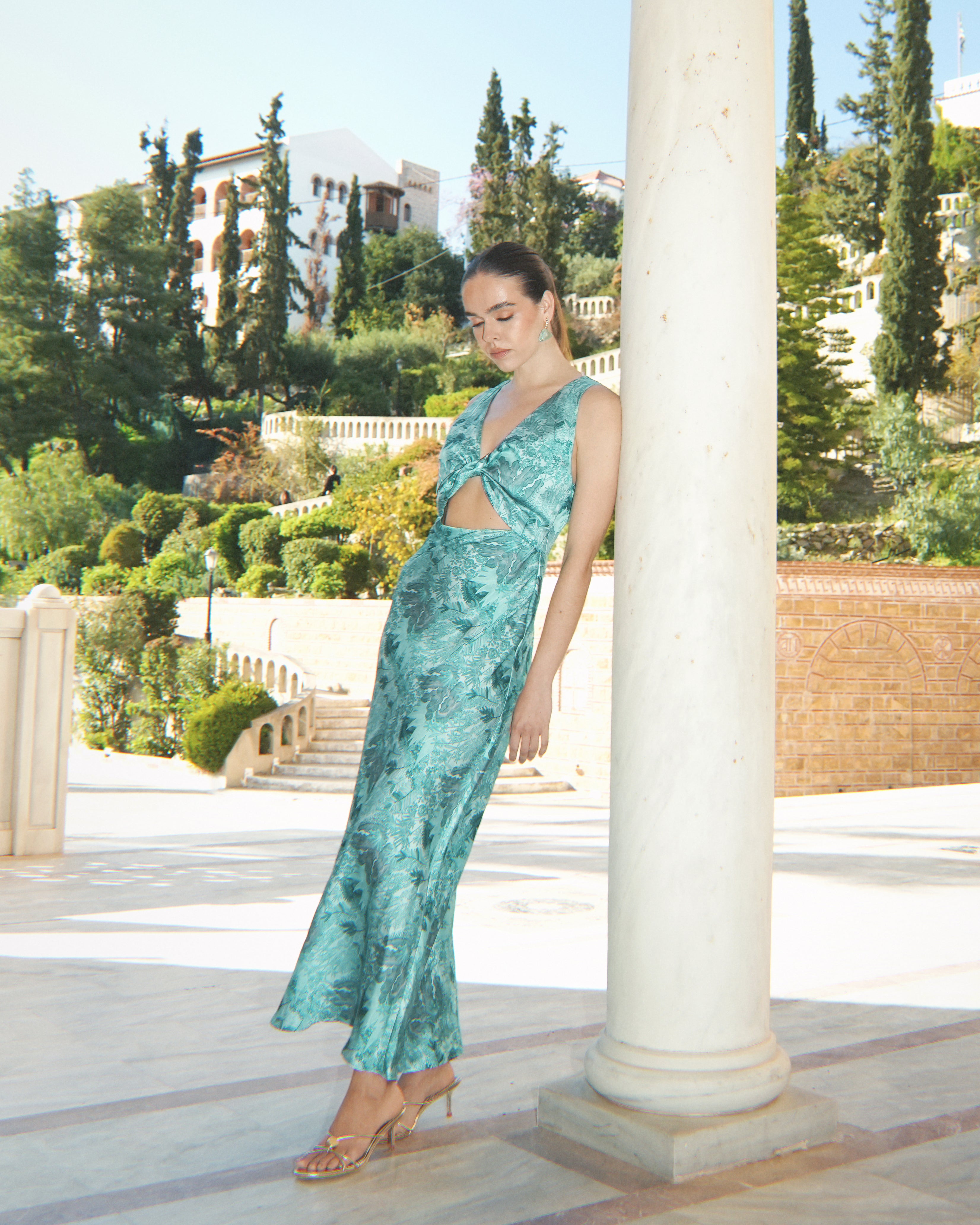 SERAFINA MIDI SATIN DRESS