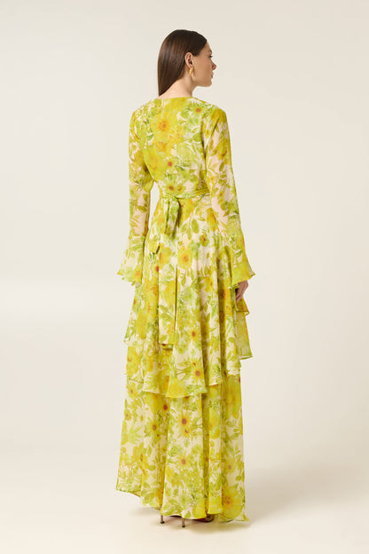 CITRUS MAXI DRESS WITH RUFFLES