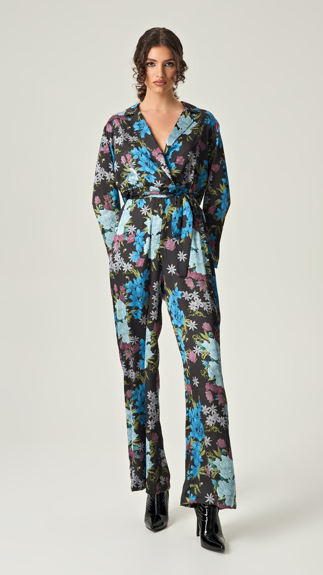 NOCTURNAL GARDEN SATIN JUMPSUIT