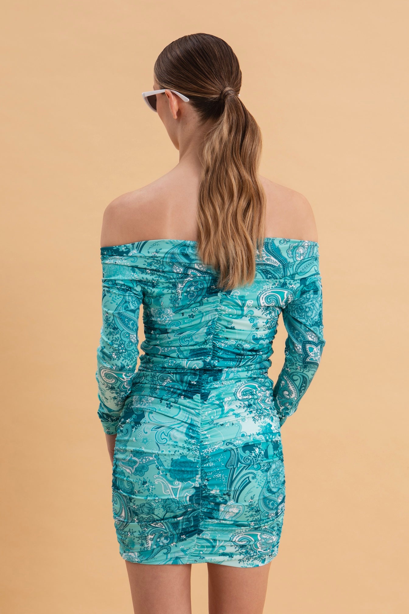 PAISLEY WAVES MINI SUPER JERSEY DRESS