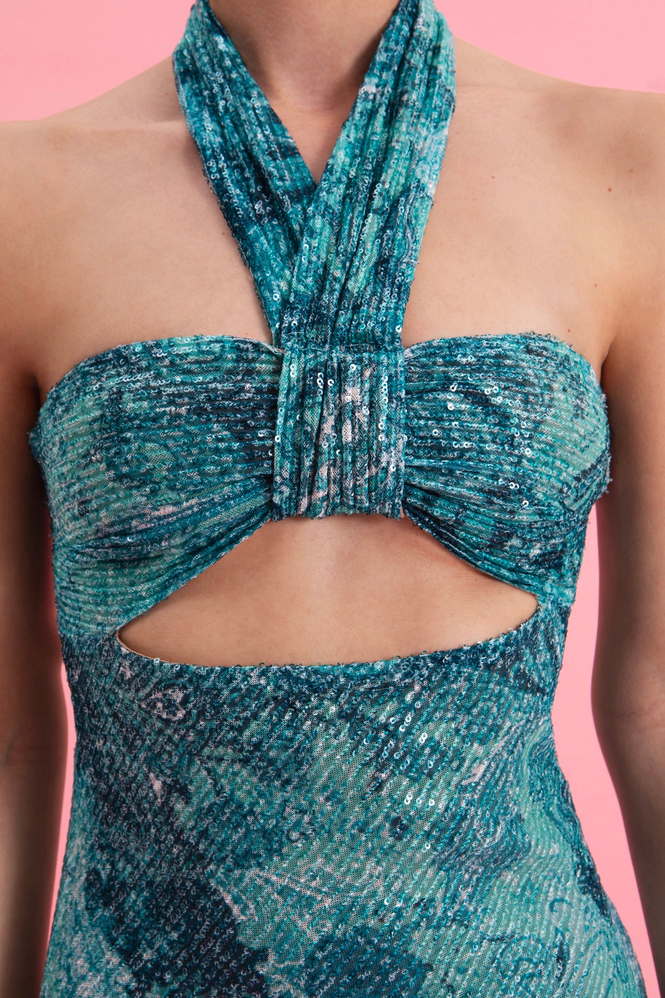 PAISLEY WAVES MIDI SEQUINED DRESS