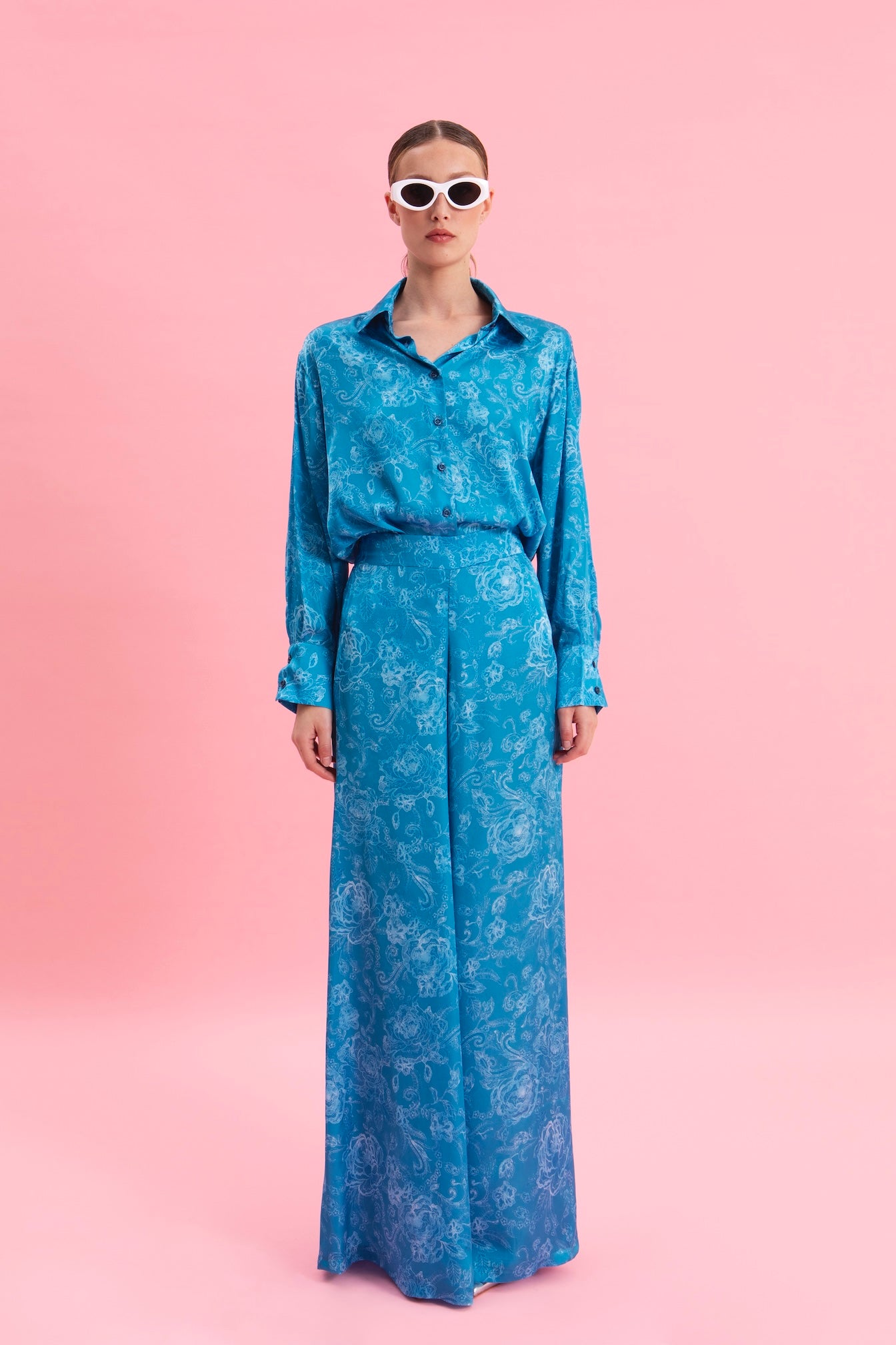 AQUATIC ELEGANCE SATIN SHIRT