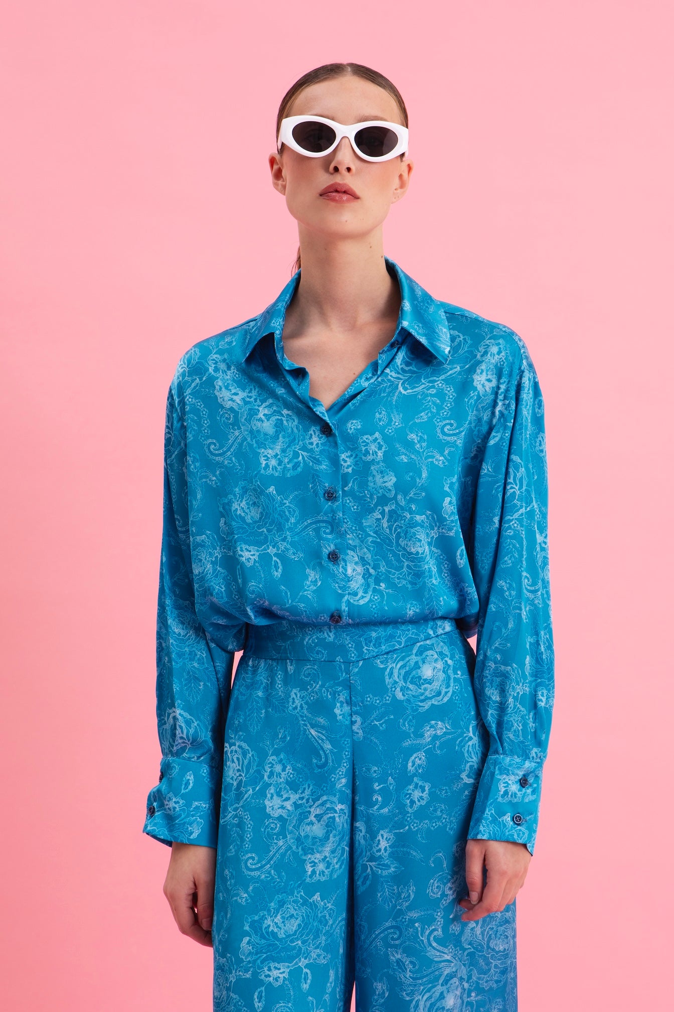 AQUATIC ELEGANCE SATIN SHIRT