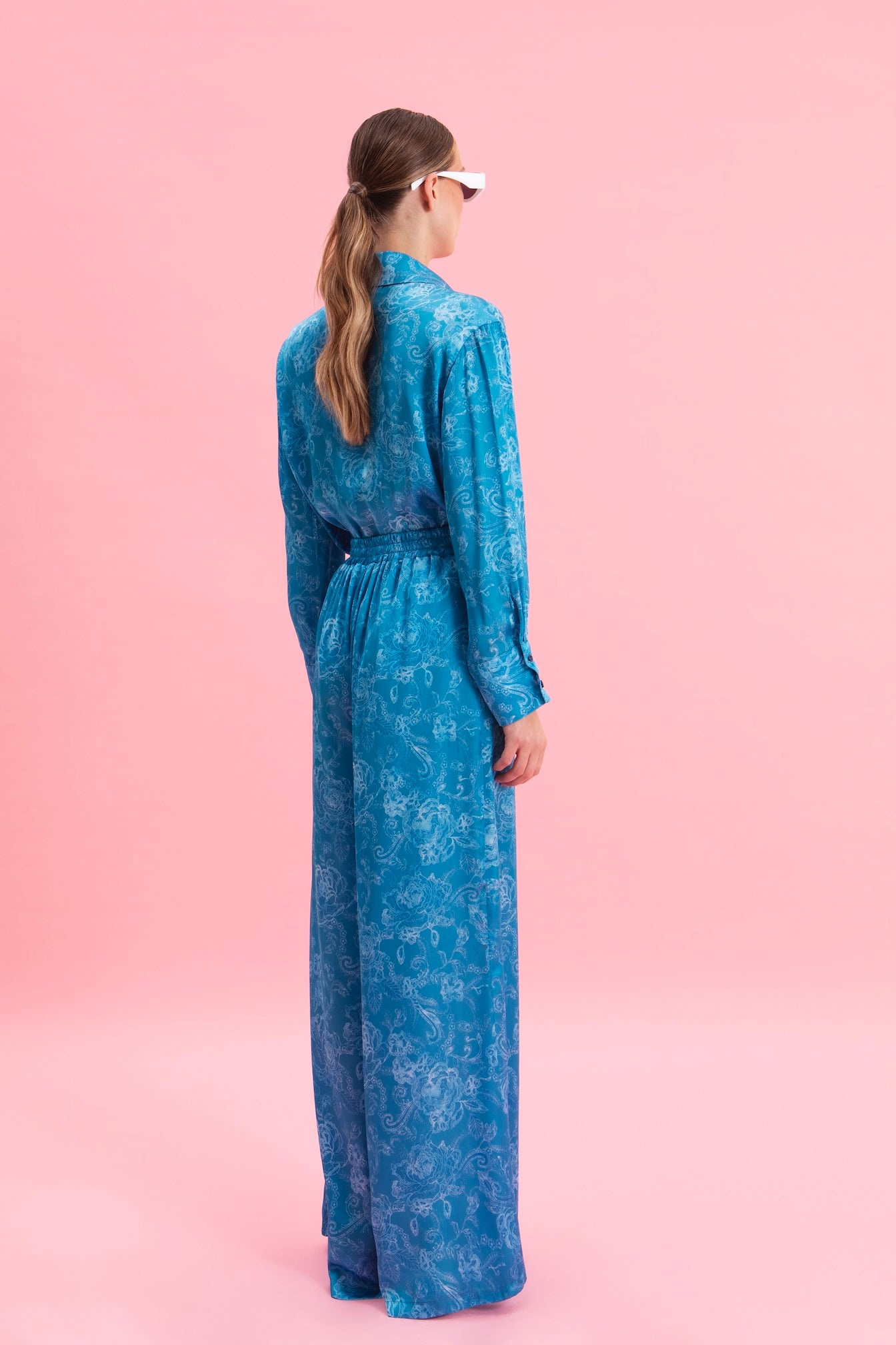 AQUATIC ELEGANCE SATIN SHIRT
