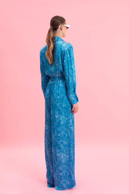AQUATIC ELEGANCE SATIN SHIRT