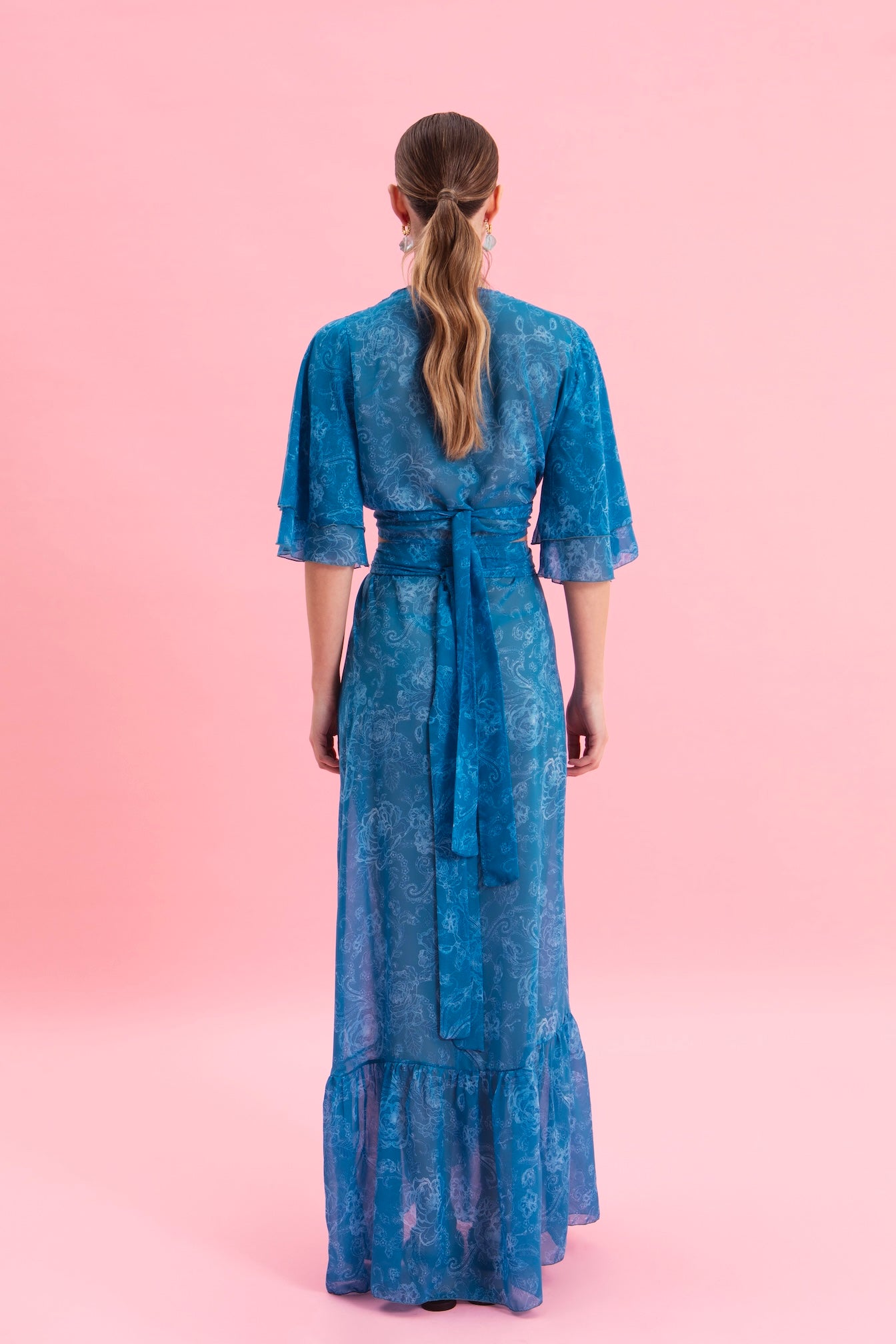 AQUATIC ELEGANCE MAXI WRAP SKIRT