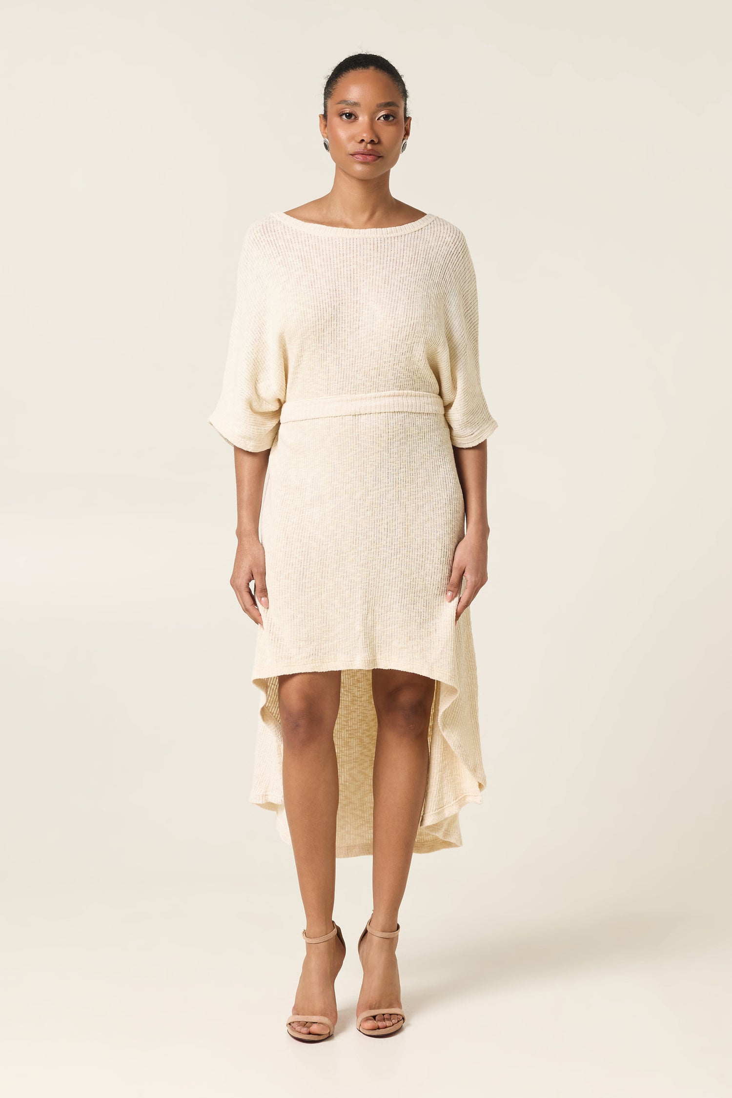 SAND DUNE ASYMMETRICAL KNITTED DRESS