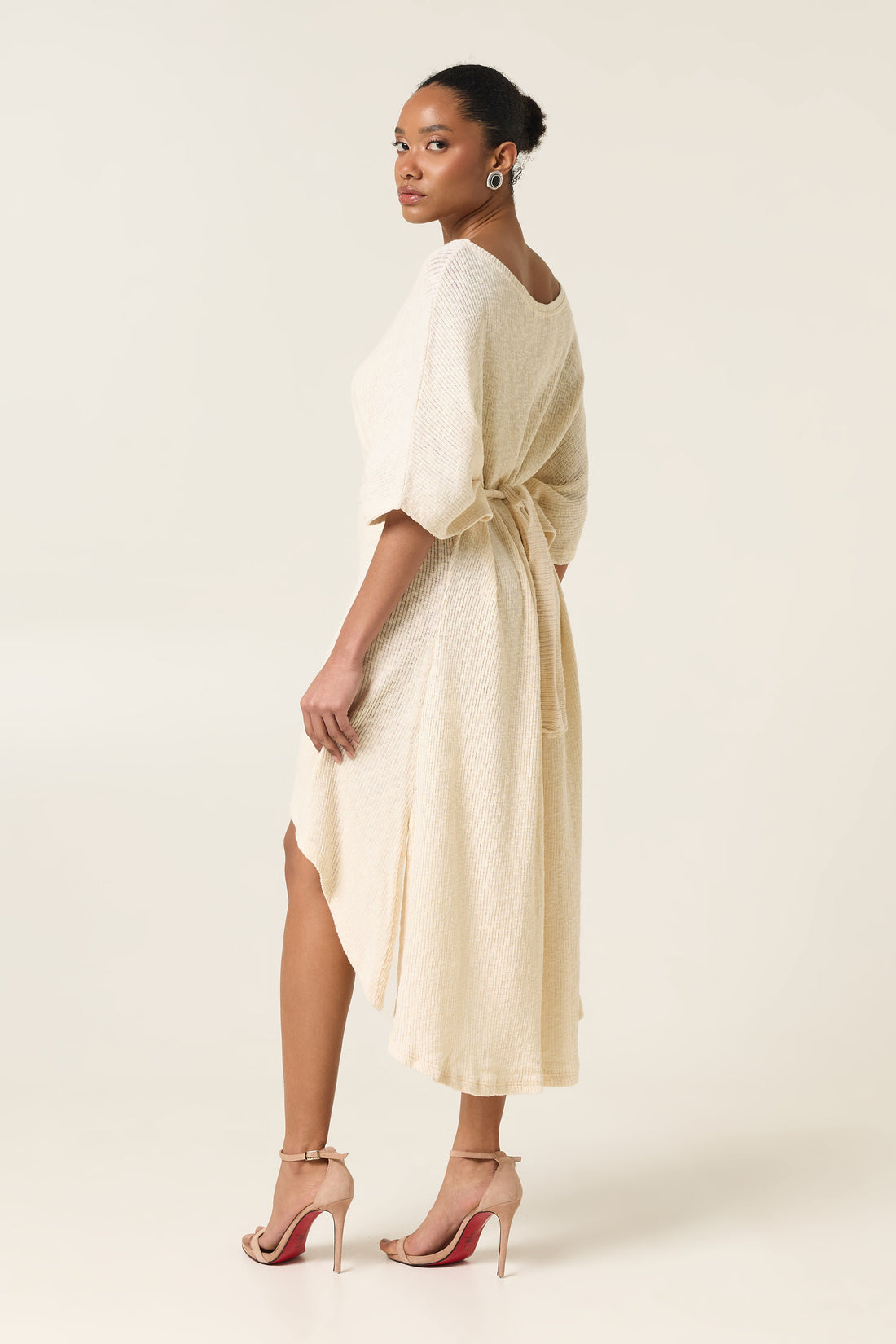 SAND DUNE ASYMMETRICAL KNITTED DRESS