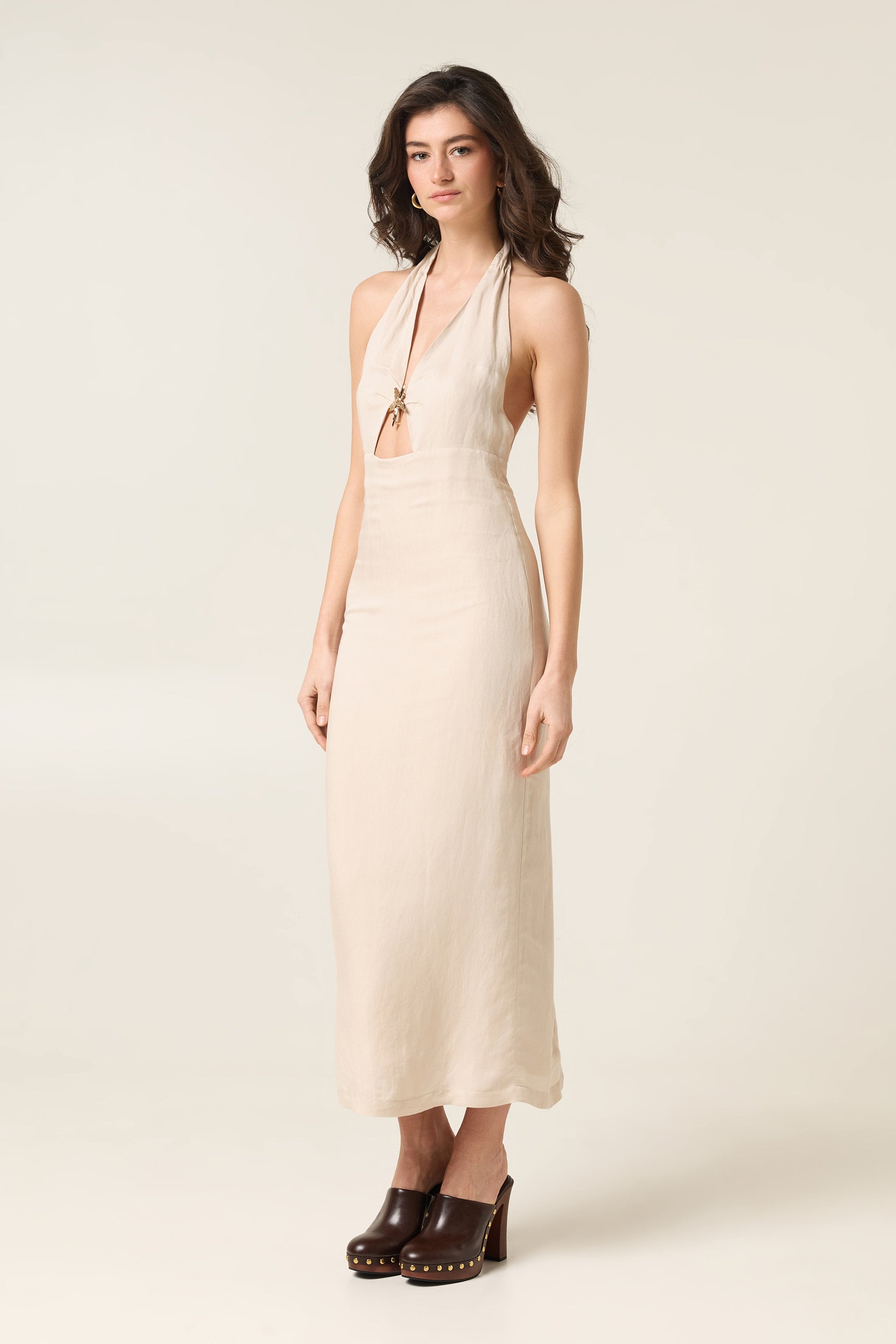 QUITE DESIRE MIDI LINEN DRESS