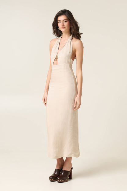 QUITE DESIRE MIDI LINEN DRESS