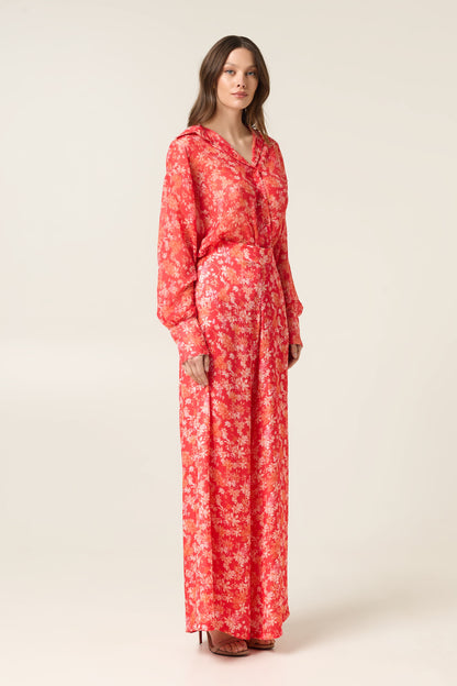 CORALIA HIGH WAISTED SATIN PANTS