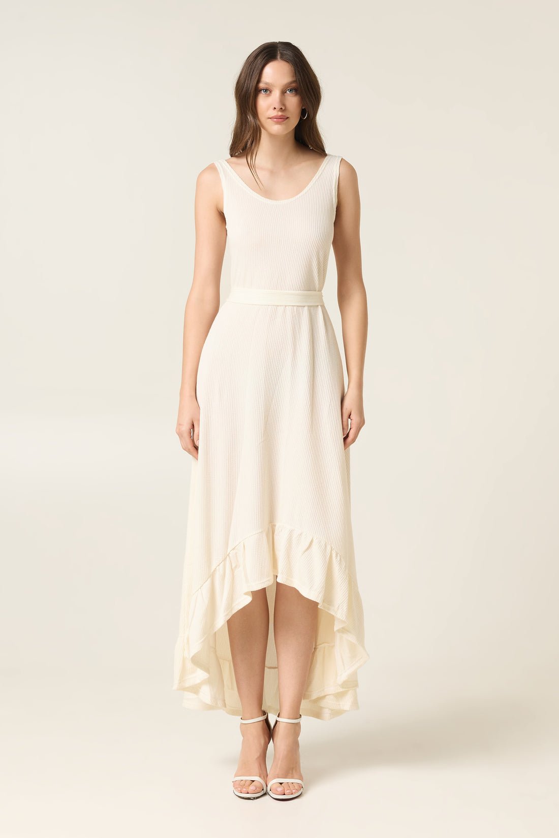 ETHER MAXI COTTON ASYMMETRICAL DRESS WITH BELT