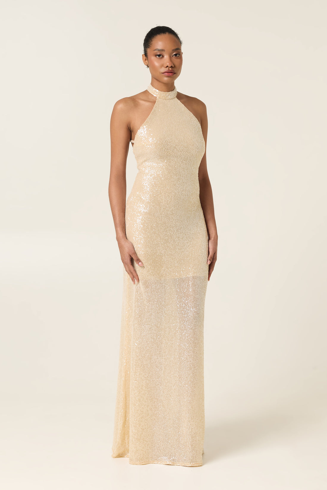 PEARL DUST MAXI SEQUINED DRESS