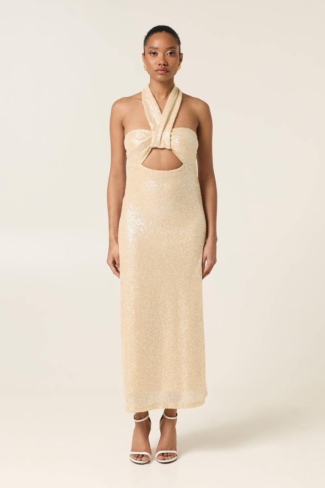 PEARL DUST MIDI SEQUINED DRESS