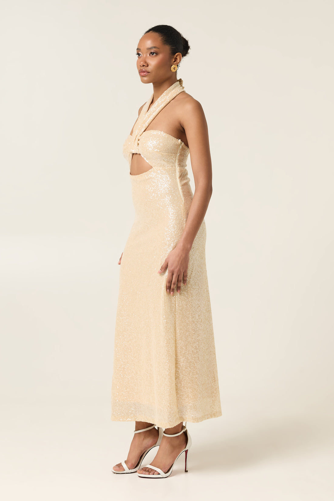PEARL DUST MIDI SEQUINED DRESS