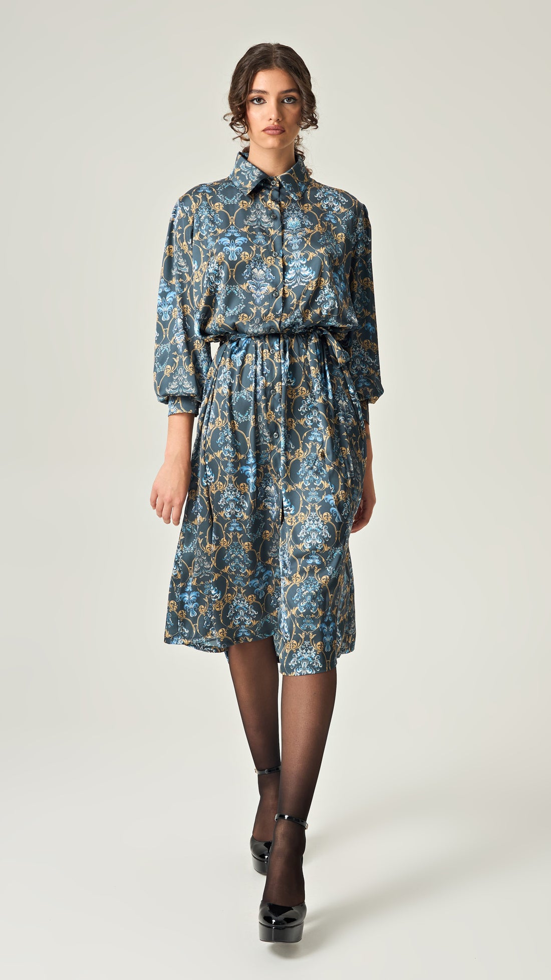 REGAL REVERIE SATIN SHIRTDRESS