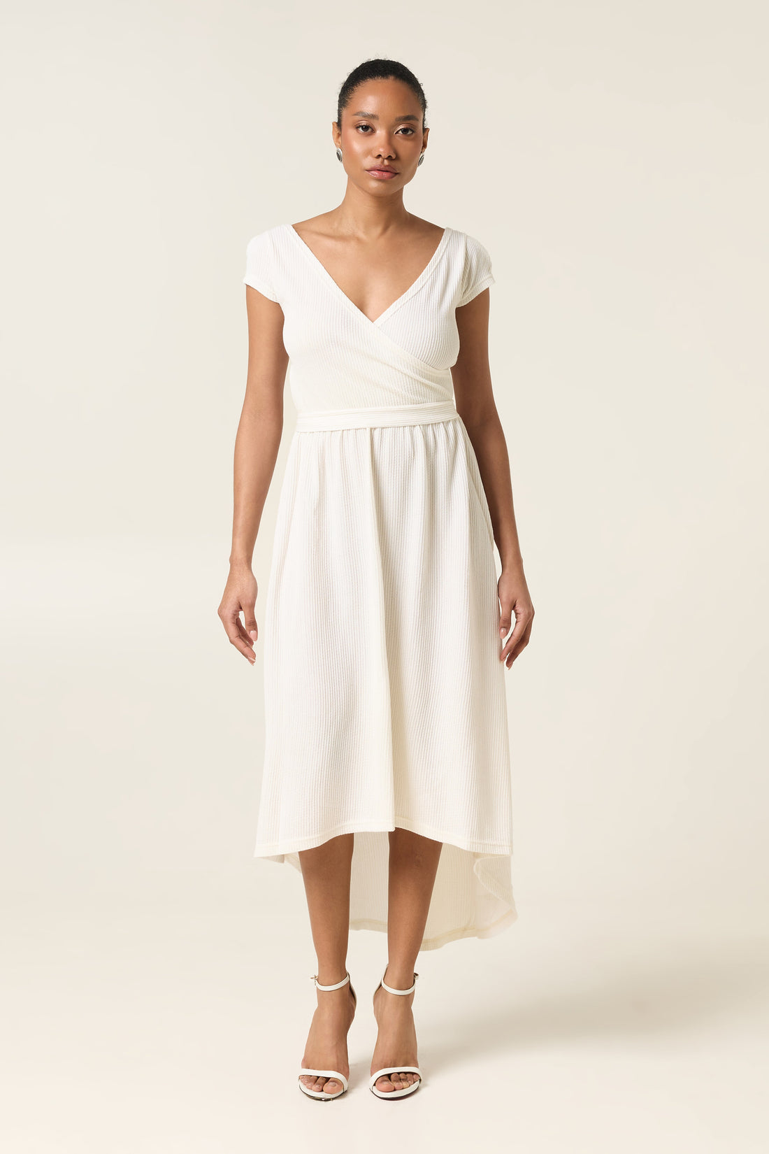 ETHER MIDI COTTON ASYMMETRICAL DRESS WITH BELT