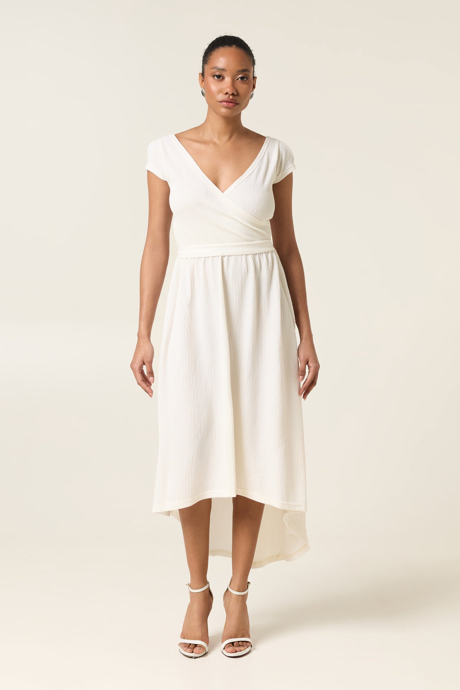 ETHER MIDI COTTON ASYMMETRICAL DRESS WITH BELT