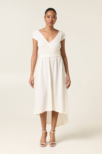 ETHER MIDI COTTON ASYMMETRICAL DRESS WITH BELT