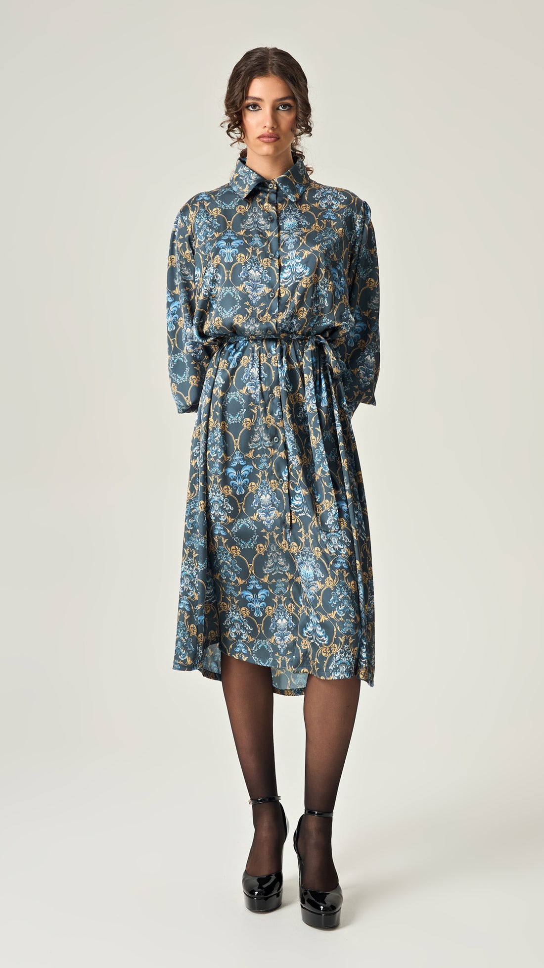 REGAL REVERIE SATIN SHIRTDRESS