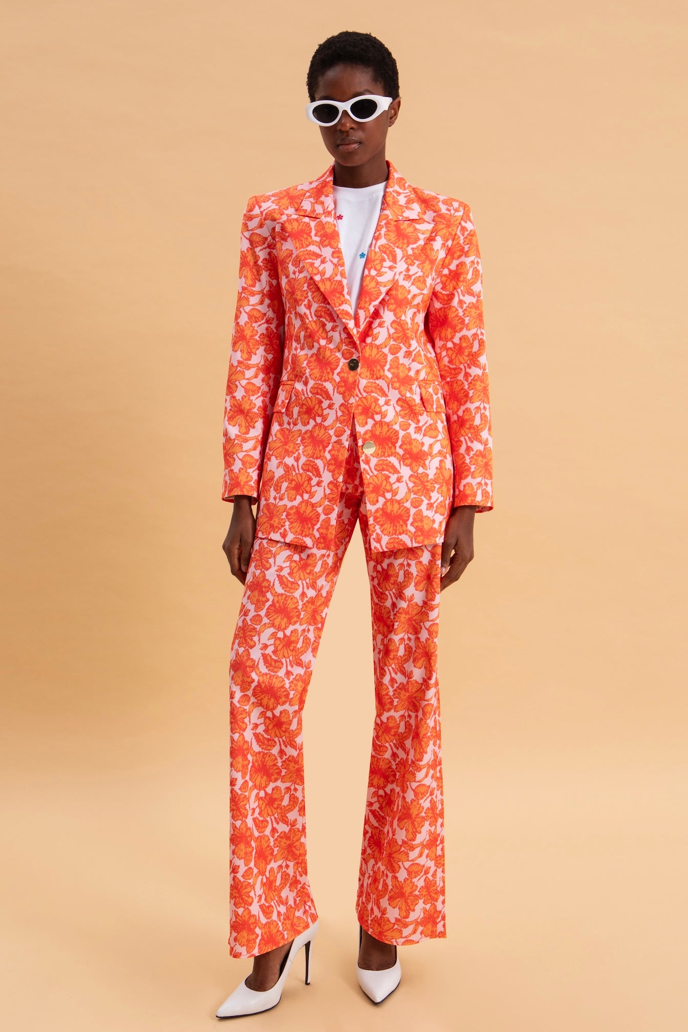 CORAL HIBISCUS 100% COTTON JEAN PANTS