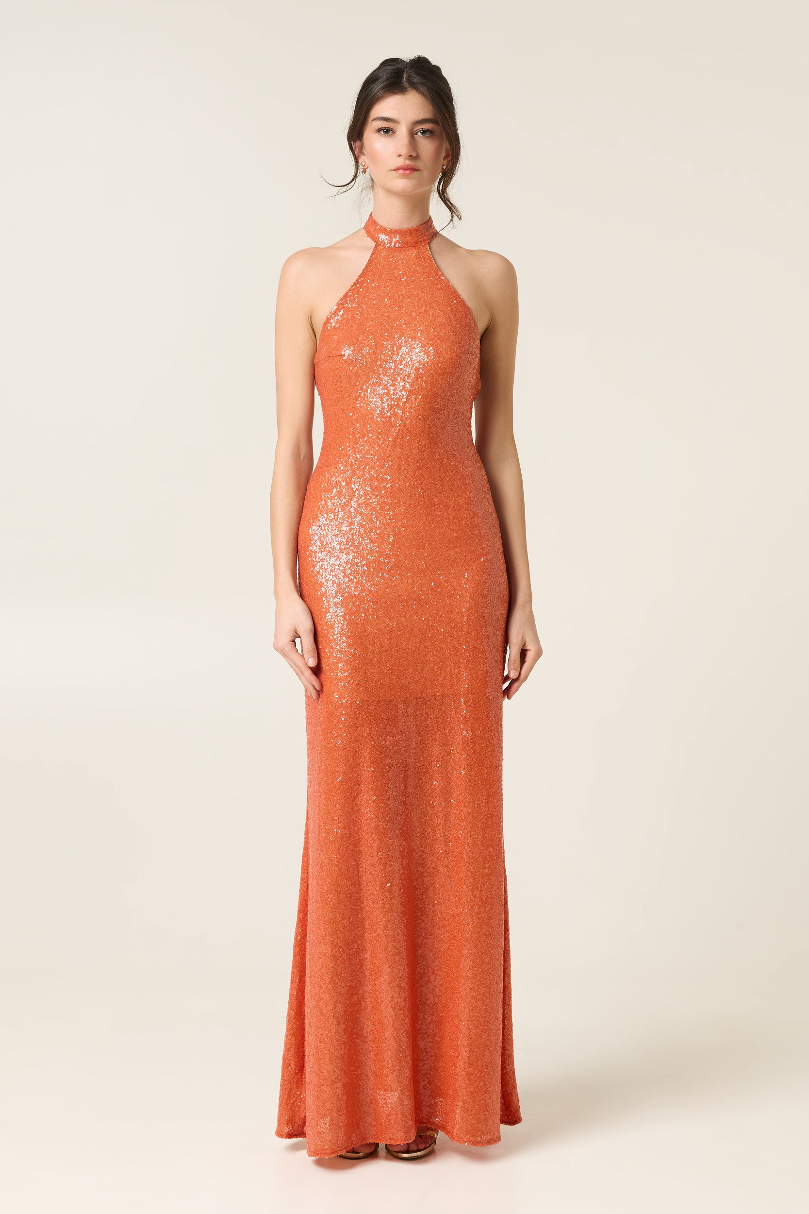 SWEET TANGERINE MAXI SEQUINED DRESS