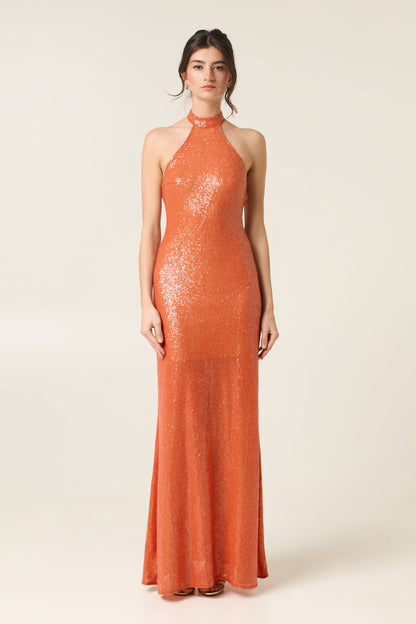 SWEET TANGERINE MAXI SEQUINED DRESS