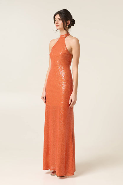 SWEET TANGERINE MAXI SEQUINED DRESS