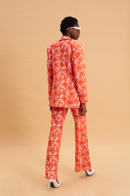 CORAL HIBISCUS 100% COTTON JEAN PANTS