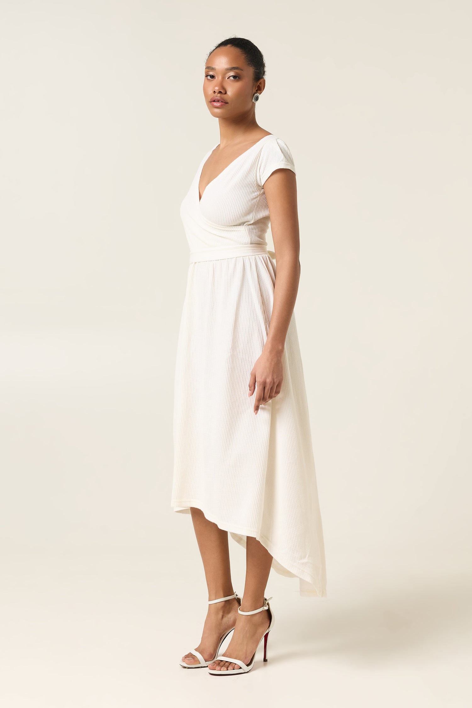 ETHER MIDI COTTON ASYMMETRICAL DRESS WITH BELT