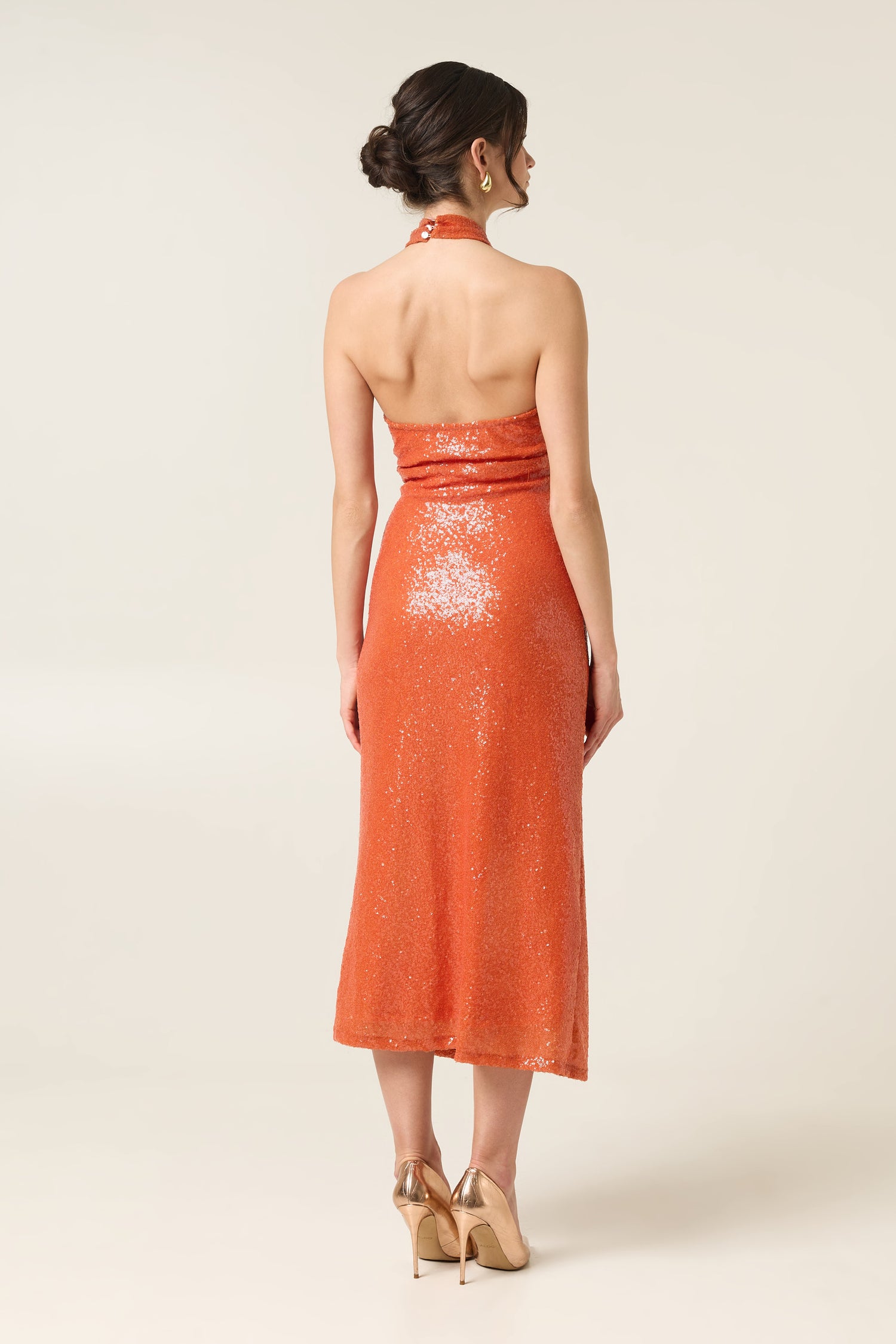SWEET TANGERINE MIDI SEQUINED DRESS