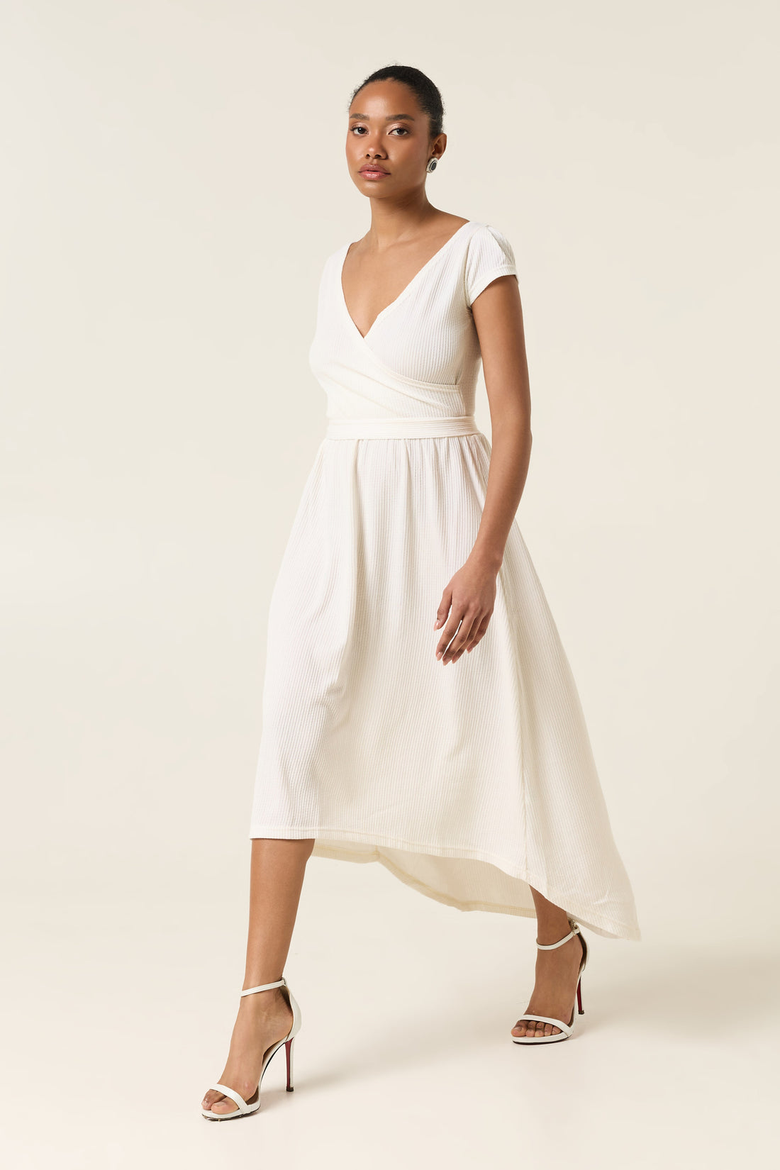 ETHER MIDI COTTON ASYMMETRICAL DRESS WITH BELT